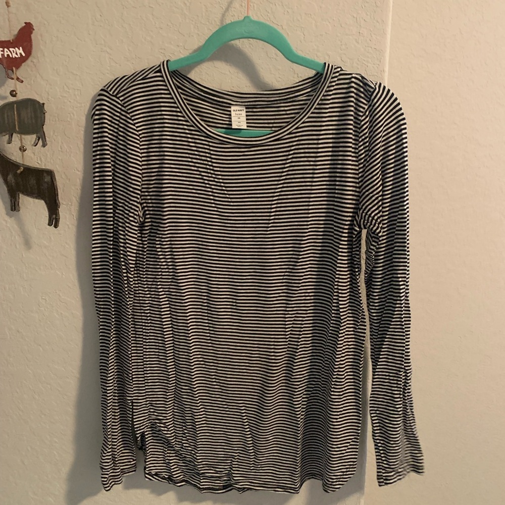 Old Navy Striped Black and White Women's Medium Long SleeveTop